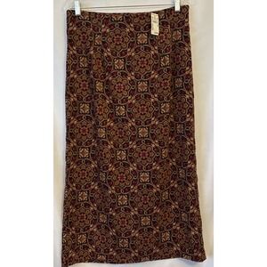 Christopher Banks Womens Maxi Skirt Intricate Red & Brown Pattern Size 10 NWT